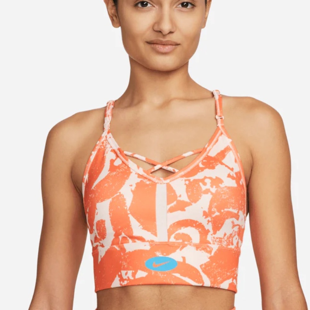 Nike Dri-Fit Strappy Sports‎ Bra Orange White M